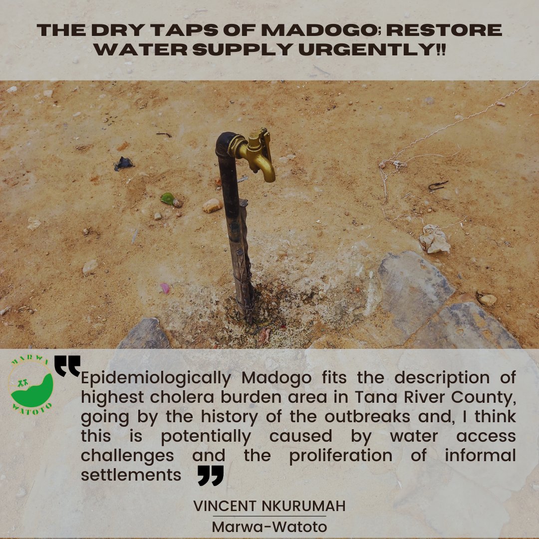 OrgMarwa's tweet image. We call upon Tana River Water and Sewerage Company (TAWASCO) to restore water supply in Madogo Town, Tana River County without delay, bearing in mind that the town is not yet out of the woods, with respect to cholera disease