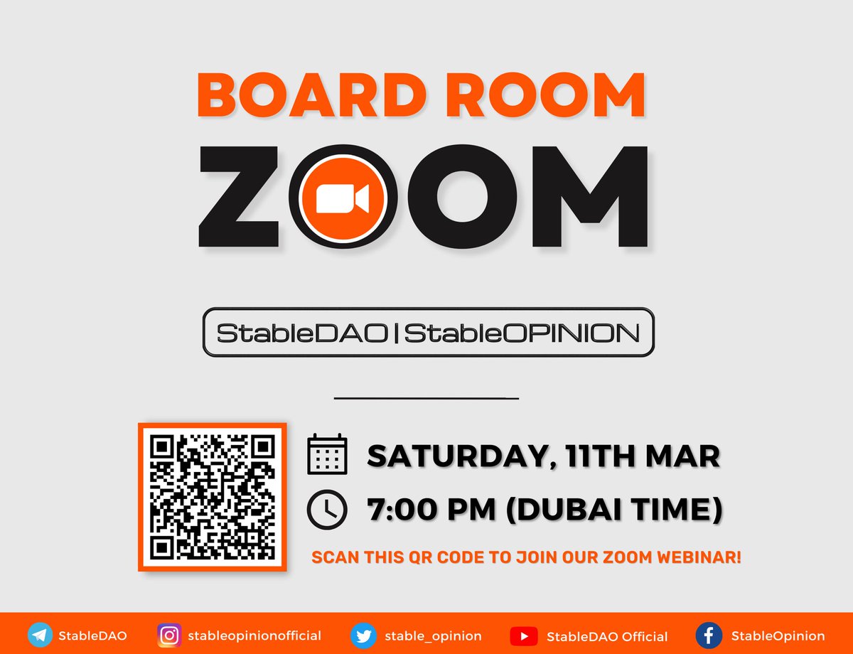stable_opinion's tweet photo. Hello StableDAO Participants and StableOPINION Prosumers,

You are invited to a Zoom webinar by Sam Lee.

When: 11th March, Saturday 2023, 07:00 PM Dubai time

Topic: StableOPINION Board Room Zoom

https://t.co/WjEhuNIBnv

Passcode: stable
https://t.co/5h3OtG9bpo https://t.co/cC1dba4PlT