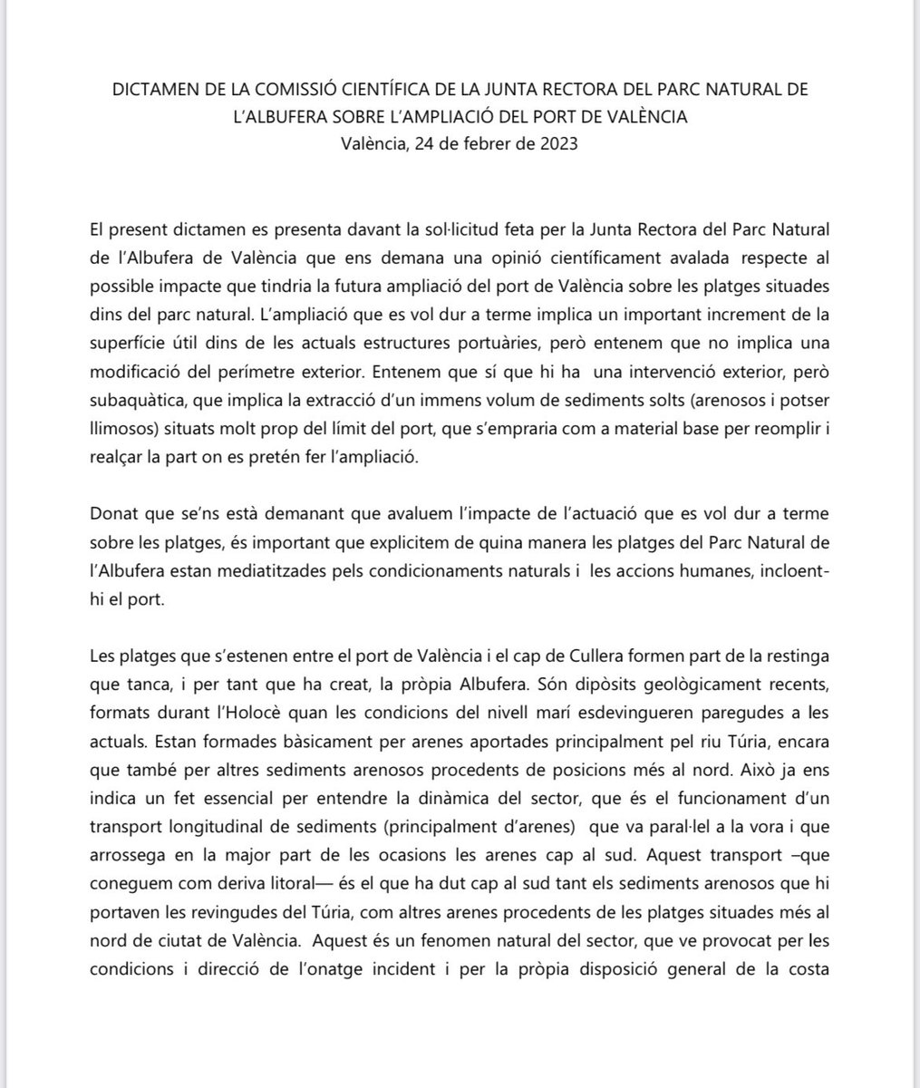 carlosnc78's tweet image. ‼️DICTAMEN comisión científica de la Albufera 👉🏻 Hilo: 
- 6 catedráticos concluyen q la ampliación de @AutPortValencia requiere de &quot;una rigurosa evaluación&quot; 
- “Los impactos en la biodiversidad no han sido considerados” en la DIA de 2007
eldiario.es/1_98f1ec?utm_c… vía @eldiariocv