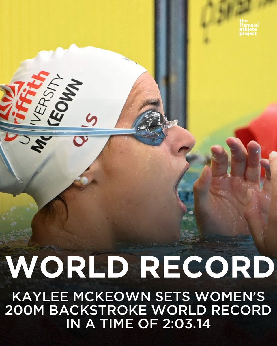 3x Olympic gold medalist Kaylee Mckeown broke the world record in the women’s 200m backstroke in a time of 2 minutes, 3.14 seconds, at the New South Wales State Open Championships. [via abc_sport | Image via Delly Carr]