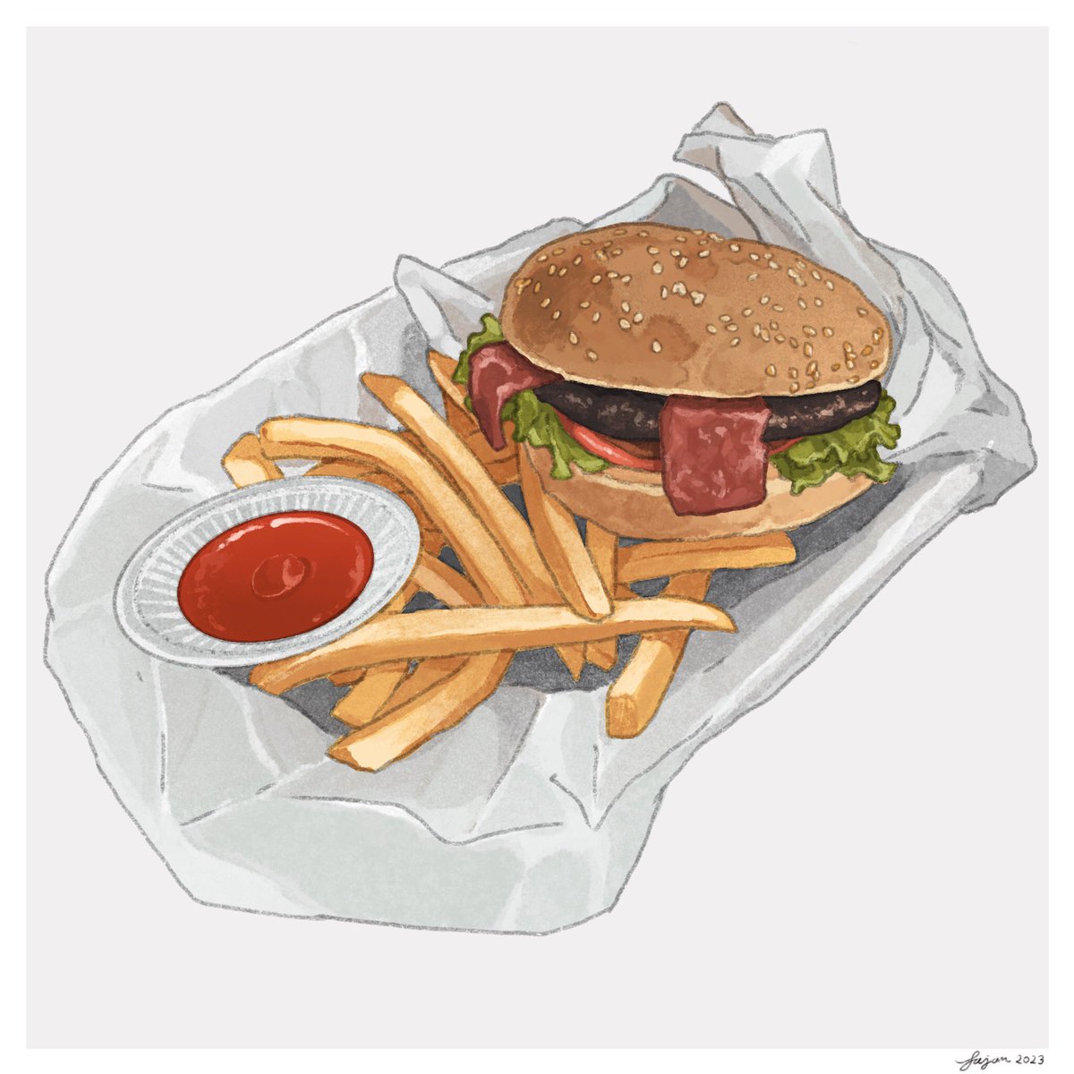 「Burger & Fries 」|Fajarのイラスト