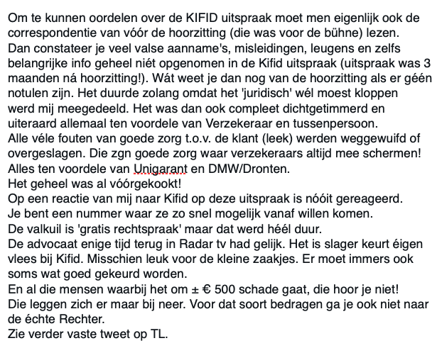 GBeerdsen's tweet photo. Svp RT.
DMW en @unigarantnl !! Verschuil niét achter de gemanipuleerde Kifid uitspraak.
U hebt nu 8 jr van mijn leven naar de kl.... geholpen.
Daarom, néém verantwoording voor ÚW nalatigheid! LOS DIT EERLIJK OP!
Emailadres is bekend!
Info TL/profiel.
@AutoriteitFM
#unigarant.nl https://t.co/CG35aqN7XZ