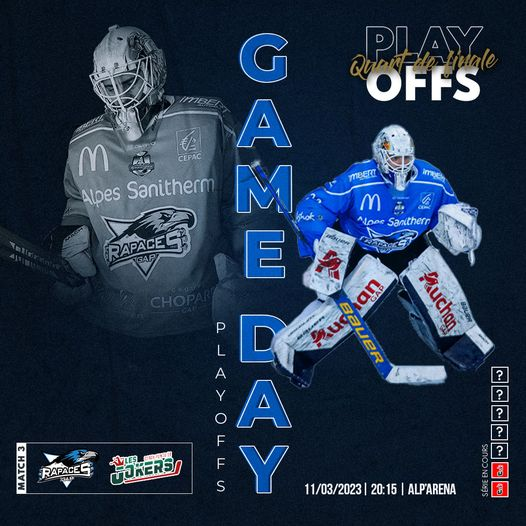 GapHockeyTV's tweet photo. #GAPCER #PoM3 #SLMHockey #FANSEATGAP
Nous sommes de retour sur les antennes de @FANSEAT_FR pour le Match N°3, souvent un tournant dans une série ... Match à suivre également via @BFM_DICI !
🎙️Pierre et Stef
🖥️FANSEAT et BFMdici
🏒RAPACES vs JOKERS
⌚️ 20h15 ALP ARENA https://t.co/TL42GtIgrP