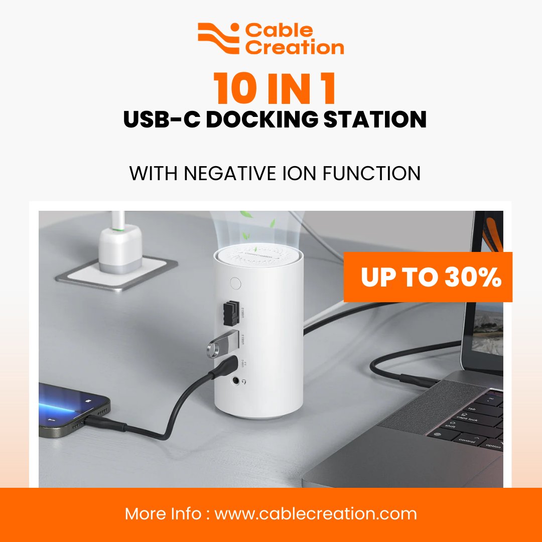 CableCreation's tweet image. CableCreation 10-in-1 USB C Docking Station is a powerful workstation that connects to multiple devices while releasing negative ions to purify the air.
Order yours today: cablecreation.com/products/10-in…

#cablecreation #usbcables