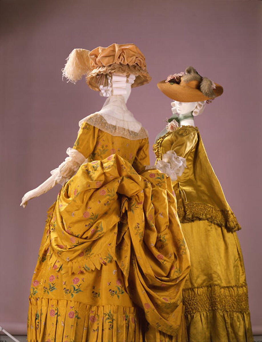 (Fierce whisper through gritted teeth) ‘No Elizabeth dear, I thought we agreed YOU would wear blue and I would wear the yellow!’ Two bright marigold ladies in furious #1770s conversation. Better communication needed before their next outing….. <a href="/metmuseum/">The Metropolitan Museum of Art</a> #fashionhistory