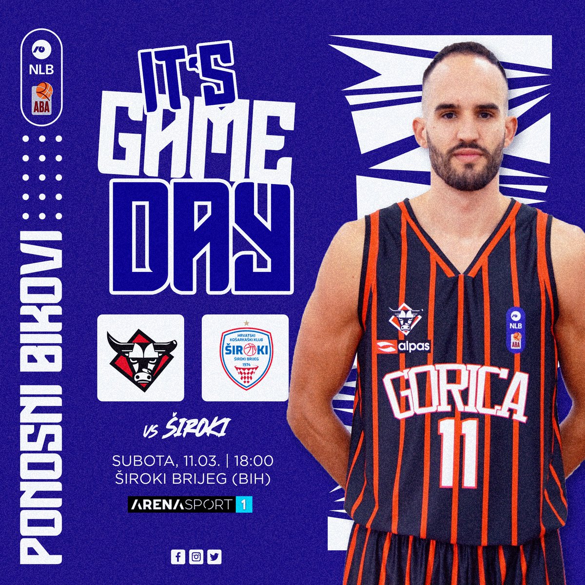 ‼️‼️IT'S GAME DAY‼️‼️
🇭🇷 NLB ABA League 2 - 13. kolo
🆚️ HKK Široki 
🎥 Arena Sport TV  🕔 18:00
#ponosnibikovi