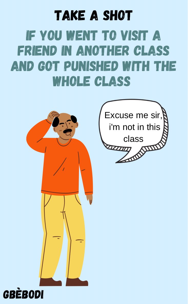 gbebodigames_'s tweet photo. Has this ever happened to you?

Buy our schooling in Naij deck for more questions like this at https://t.co/5fa9wqjjtI

#Nigeria #cardgames #gamesnight #thingstodoinNigeria #secondaryschool
#nostalgia https://t.co/hj9UZQGnPx
