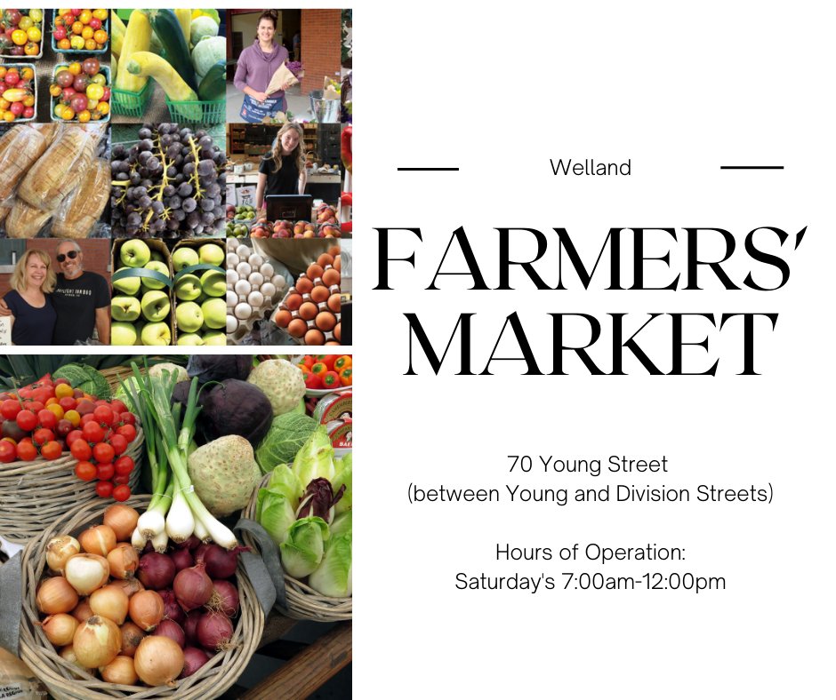 Have you checked out Welland Farmers’ Market?
70 Young Street in Welland. Hours of Operation:
Saturday's 7:00am-12:00pm <a href="/Welland/">City of Welland</a> @mywelland