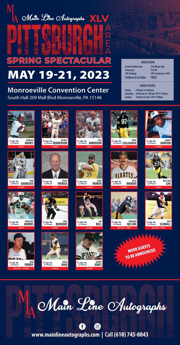 mainlinegraphs's tweet photo. Our latest lineup. More to come. For all show updates: https://t.co/lxS7RxSNC3  #PittsburghSteelers #autographs #baseballcards https://t.co/2qkHWrQkY7