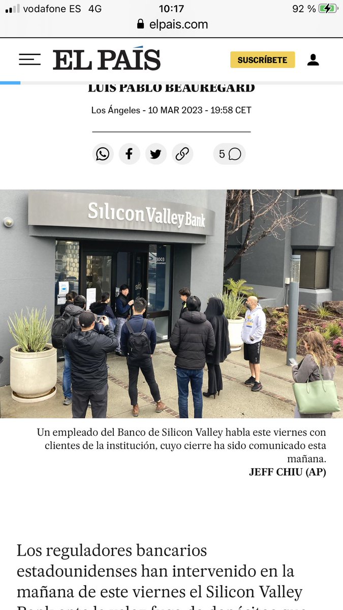 ANTE UN NUEVO COLAPSO FINANCIERO Y RIESGO DE CONTAGIO SISTÉMICO. La caída del Silicon Valley Bank (banco emblemático por ser el motor de las empresas de tecnología)… Hay nubarrones negros en el horizonte. ¿Terminarán en tormenta global? Veremos! elpais.com/economia/2023-…