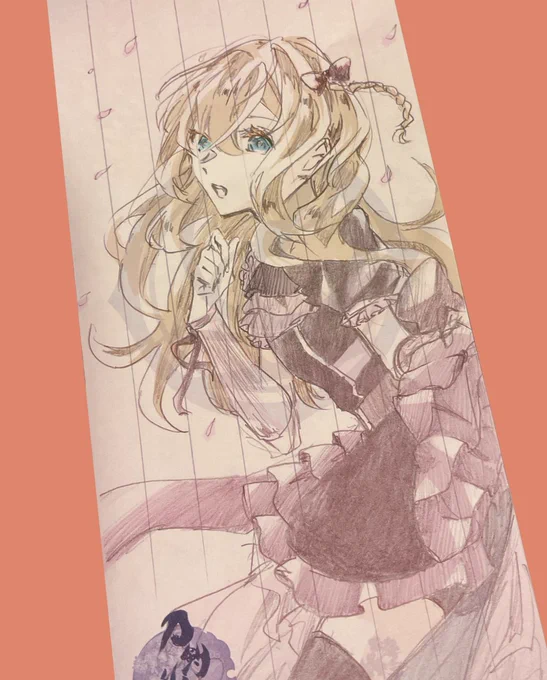 薬研の便箋が部屋から発掘されたのでアナログ描き、薬研と乱ちゃん 