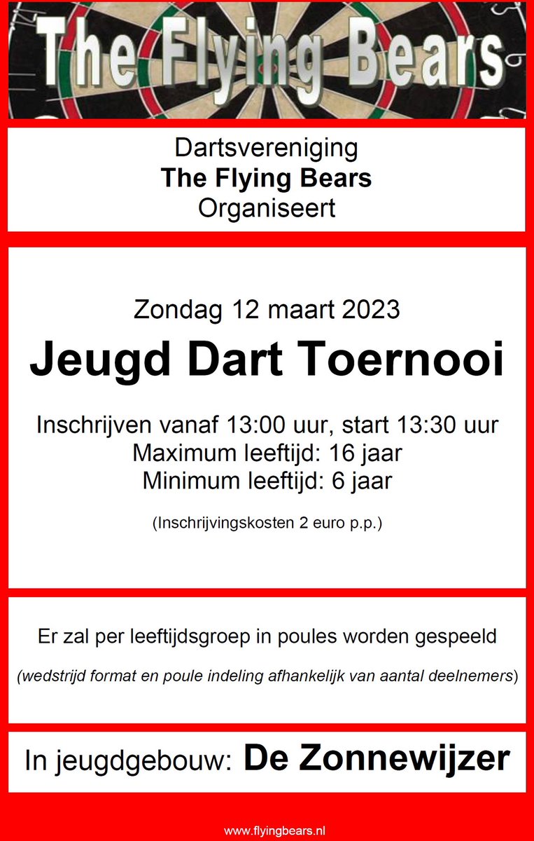 Nog één nachtje slapen en dan mag de jeugd komen darten voor de prijzen. Tot morgen in De Zonnewijzer!