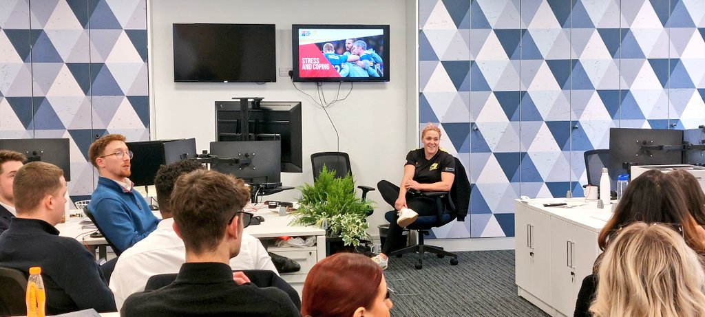 RugbyLeeds's tweet photo. Another  @Offload_RL  session delivered and well recieved by @leedsrhinos player @04hardcastle on Stress and Coping. The recruitment company @JBAndrews_  and a great partner of @RugbyLeeds are benefitting so much from the programme. @RLCares https://t.co/X6lLxXUK2l