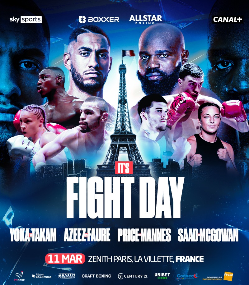 🔥 Jour J 🔥
🏟️ Zenith Paris La Villette
📺 CANAL+ SKY SPORTS
📱#AllstarBoxingFR #YokaTakam #boxing 
<a href="/boxxer/">BOXXER</a>
 
<a href="/Zenith_Paris/">Zénith Paris - La Villette</a>

<a href="/Canalplus/">CANAL+</a>

@CanalplusBoxe

<a href="/SkySportsBoxing/">Sky Sports Boxing</a>
