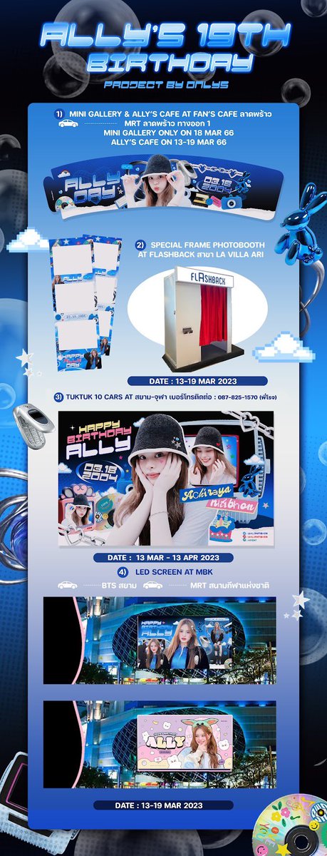 allybarofficial's tweet photo. @allynitibhon ‘s 19th Birthday Project by ONLYs 💘

🥤ALLY’s Cafe at @fanscafe_bkk
🖼️ Mini Gallery @fanscafe_bkk 
📹 LED Screen at MBK 
🛺 TukTuk 10 Cars (siam zone)

🪄13-19 Mar 2023

#ALLYsONLY ไปเก็บโปรเจ็กต์วันเกิดน้องแอลลี่ในปีนี้กันเยอะๆนะคะ 🥰 

#แอลลี่ #ALLY #allynitibhon https://t.co/KuNJmRJA4r