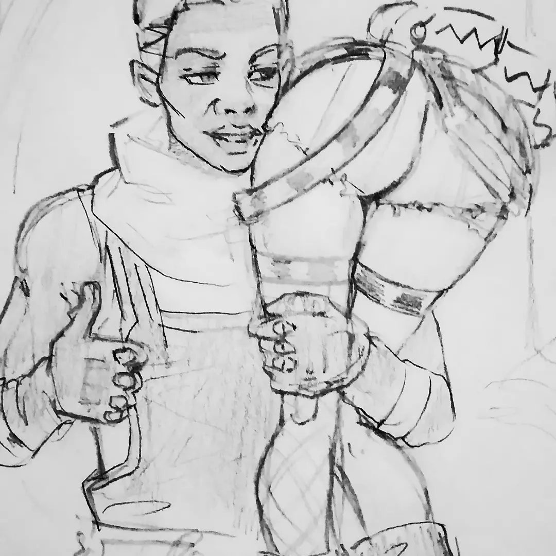 Anystartart's tweet image. I was doing a #rotoscoping #animation but it&apos;s taking me longer than I thought 😐 
So to relax I made this drawing but the expression on my face is weird 🤨 
It&apos;s because of my creative block 😢😪 
#Ekko #jinx #timebomb #sketch #sketchbook
