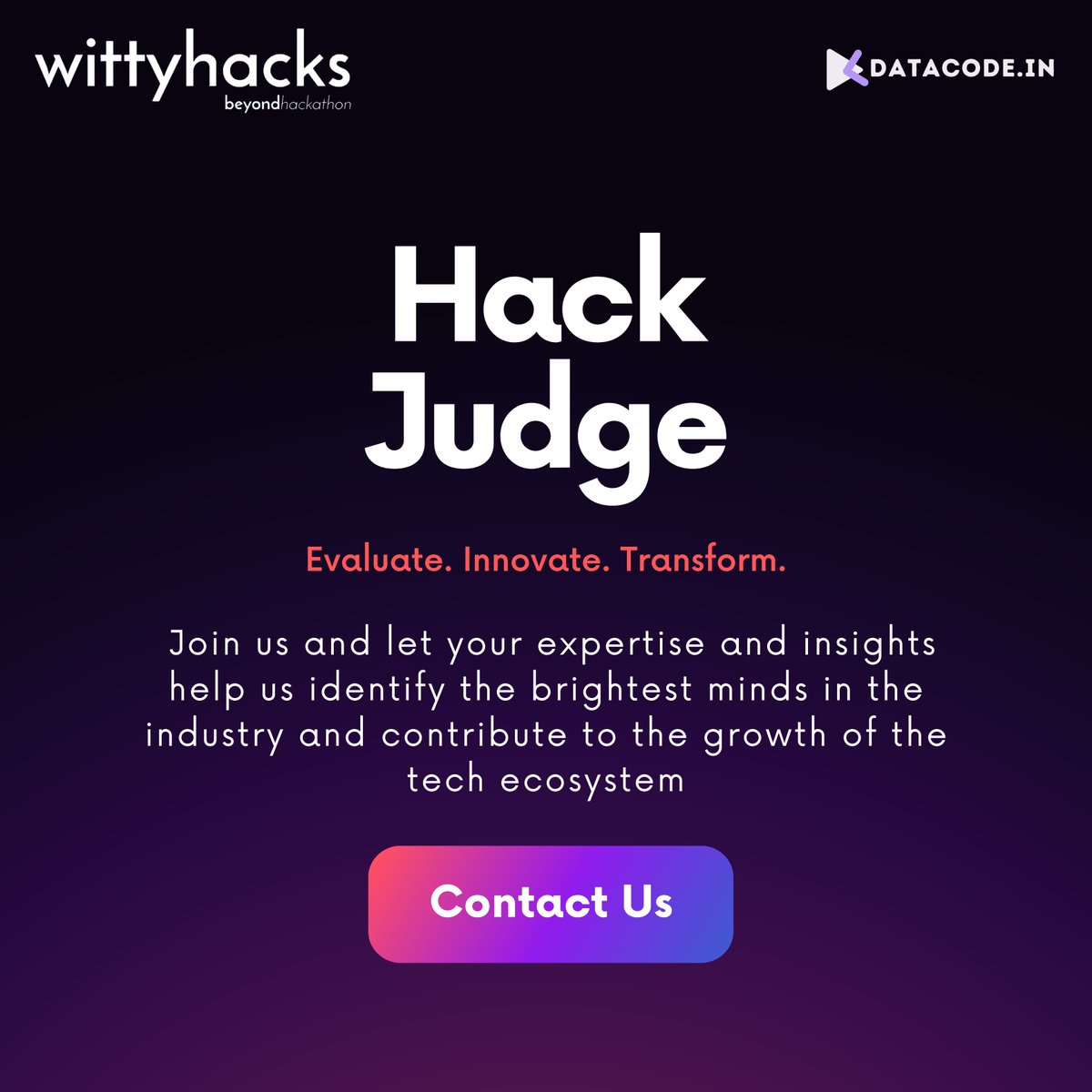 wittyhacks's tweet photo. Wittyhacks 3.0 is looking for judges to evaluate the amazing solutions created by talented participants from all over! 🚀

Contact us now at datacode.in@gmail.com to become a judge for Wittyhacks 3.0! 👉🏼📲
 
#wittyhacks #datacode #hackathon https://t.co/c5KIQXn8JS