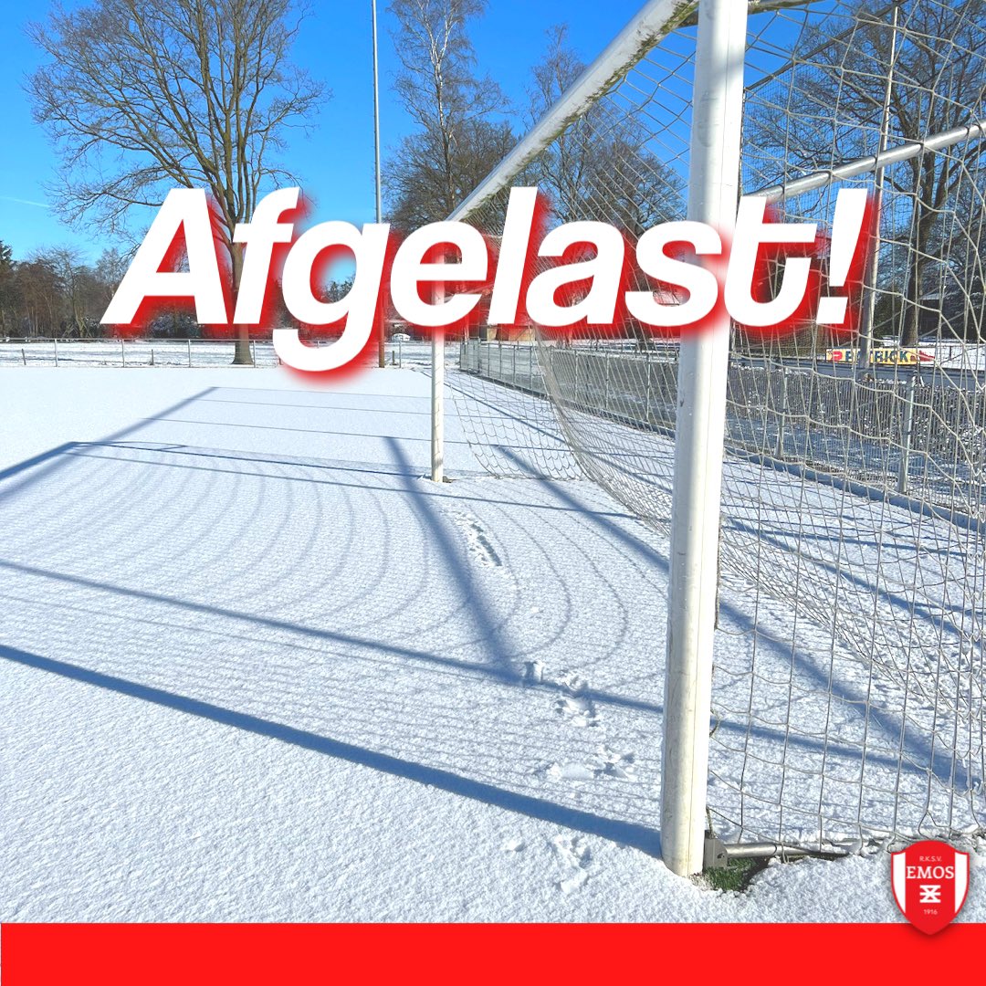 Alle wedstrijden van zaterdag 11 maart zijn afgelast. Door de dikke laag sneeuw is ook het kunstgras niet bespeelbaar.