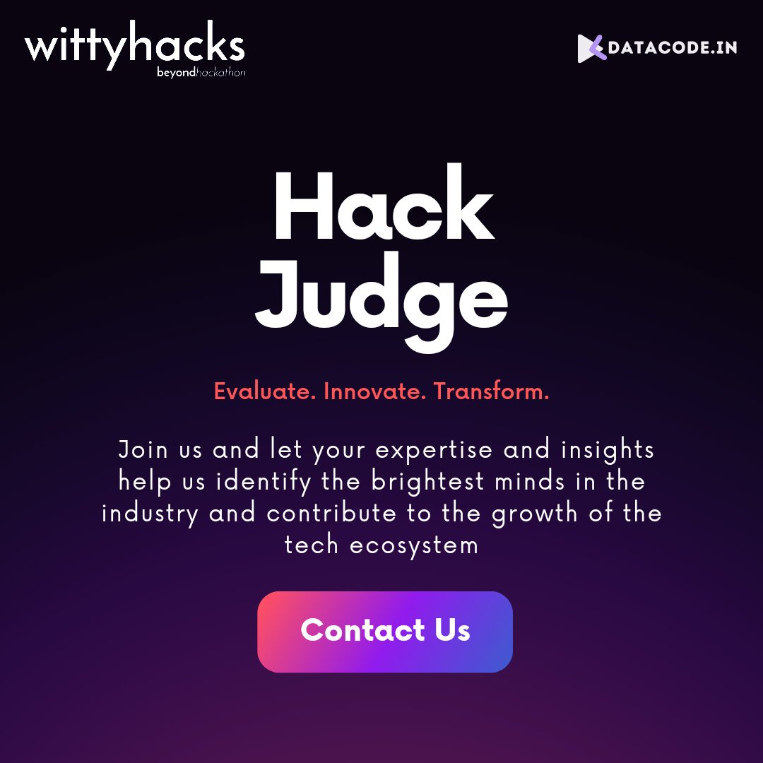 Datacode_in's tweet photo. Wittyhacks 3.0 is looking for judges to evaluate the amazing solutions created by talented participants from all over! 🚀

Contact us now at datacode.in@gmail.com to become a judge for Wittyhacks 3.0! 👉🏼📲 

#Hackathon https://t.co/dOLohQc70G