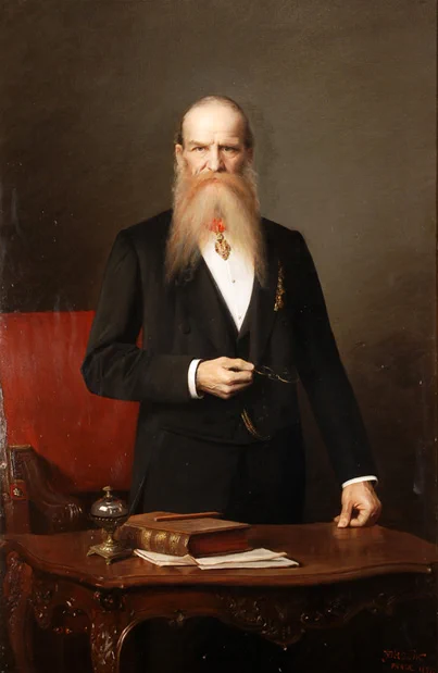 Portrét Josefa Hlávky z roku 1895 od Václava Brožíka. Zdroj. Wikipedia. 