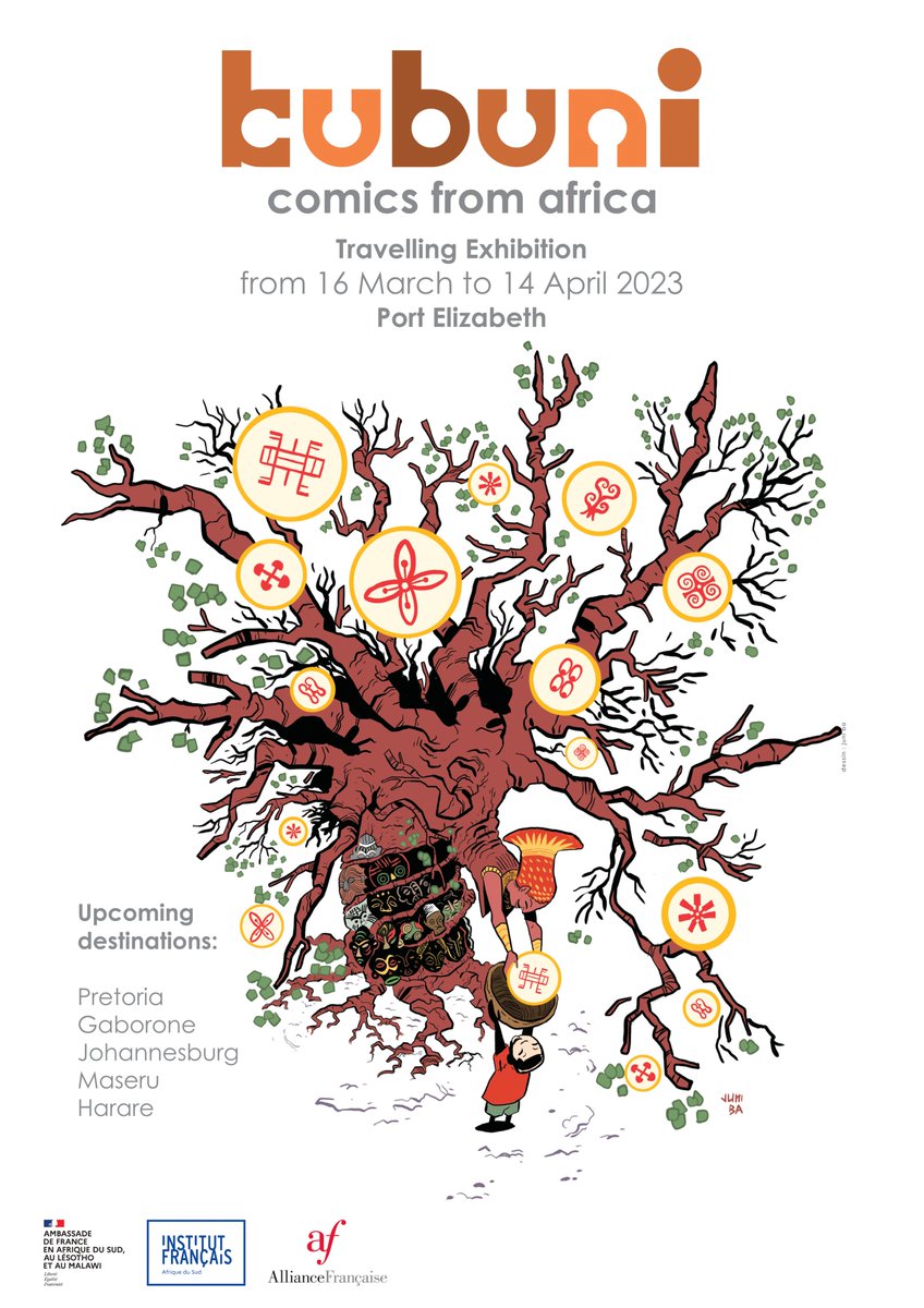 AFgaborone's tweet photo. 🗣 Please join the online opening of the amazing African comic exhibition Kubuni in Port Elisabeth on Tuesday the 16th of March 2023 at 6pm.

The event will be live on Port Elisabeth (Southern Africa) socials with a discussion on the link: 
https://t.co/ysIVXfF5Fn https://t.co/uePN3npOKt