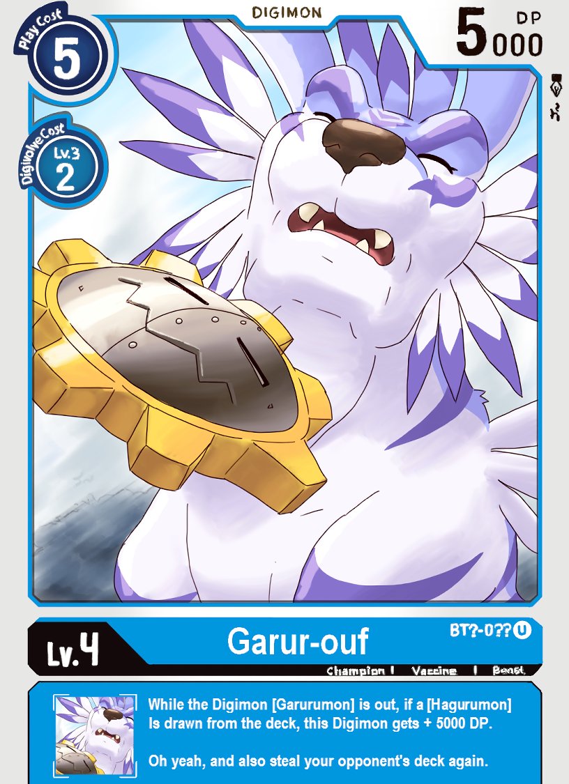 Digimon card featuring ya boi Garurumon