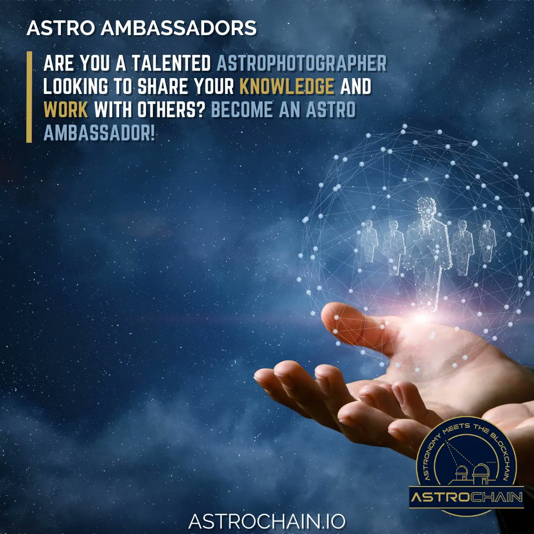 joshtospace's tweet photo. Are you looking for a way to establish your #digital #footprint in the world of #astrophotography? Become an Astro Ambassador and showcase your work on the #blockchain while gaining #exposure, #revenue, and #networking #opportunities! 🚀 Apply Here: https://t.co/5V1jbrMzCM https://t.co/OgqIGOOfsj