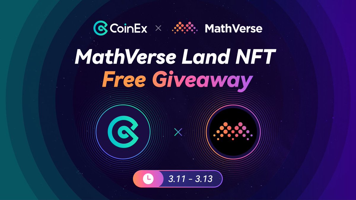 CoinEx Global (@coinexcom) on Twitter photo 🔥 CoinEx & MathVerse Land Airdrop
#MathVerse is the #Metaverse created by $MATH
⏰ 11th - 13th Mar
🎁 9 MathVerse Land NFTs
✅ Follow <a href="/coinexcom/">CoinEx Global</a> & <a href="/MathVerseNFT/">MathVerse AI Agent</a> & <a href="/MathWallet/">MathWallet</a>
✅ Like + RT + Tag 3 friends
✅ Join the Collectify link: bit.ly/3YAP1hQ
#CoinEx #Giveaway 🔥 CoinEx & MathVerse Land Airdrop
#MathVerse is the #Metaverse created by $MATH
⏰ 11th - 13th Mar
🎁 9 MathVerse Land NFTs
✅ Follow <a href="/coinexcom/">CoinEx Global</a> & <a href="/MathVerseNFT/">MathVerse AI Agent</a> & <a href="/MathWallet/">MathWallet</a>
✅ Like + RT + Tag 3 friends
✅ Join the Collectify link: bit.ly/3YAP1hQ
#CoinEx #Giveaway