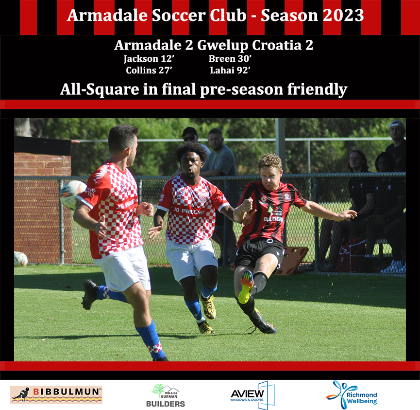 We draw our final pre-season friendly game - A 2-2 draw against <a href="/GwelupCSC/">Gwelup Croatia SC</a> - Thanks to all our members and supporters for attending - More to follow..........
#WeAreArmy #OneClub