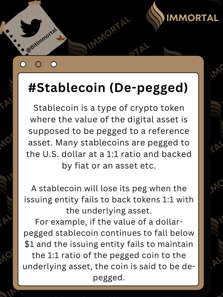 BitImmortal's tweet photo. #USDC de-pegged: what to learn from this ?

Sometimes stablecoin companies revel their reserve information to the market after losing the peg; this create a panic situation in the #crypto market.

Let's understand the concept 👇👇👇👇

#USDT #CryptocurrencyMarket #education https://t.co/I37EUZ8BEd