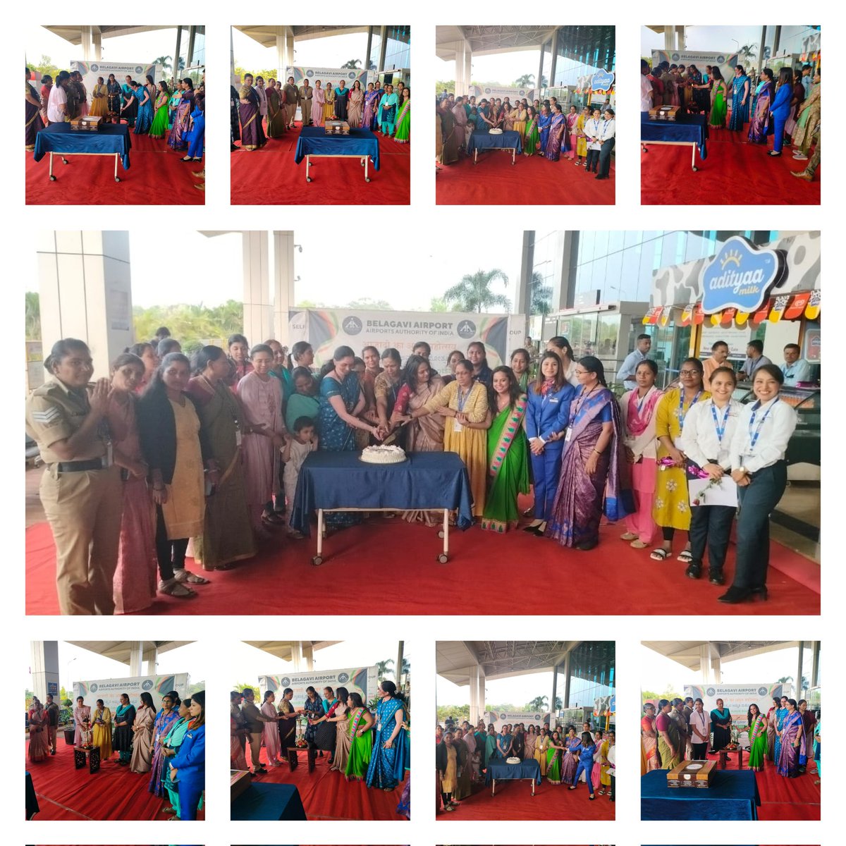 aaiblgairport's tweet photo. On 8th March,#BelagaviAirport celebrated
#InternationalWomansDay2023 with all #WomenPower in all departaments of #AAI ,Airlines,#KSISF,MeT &amp; other stakeholders. Cake Cutting by all in presence of #AirportDirector &amp; his wife.
@AAI_Official @MoCA_GoI @AAIRHQSR @IndiGo6E https://t.co/x4QXhHYHSK