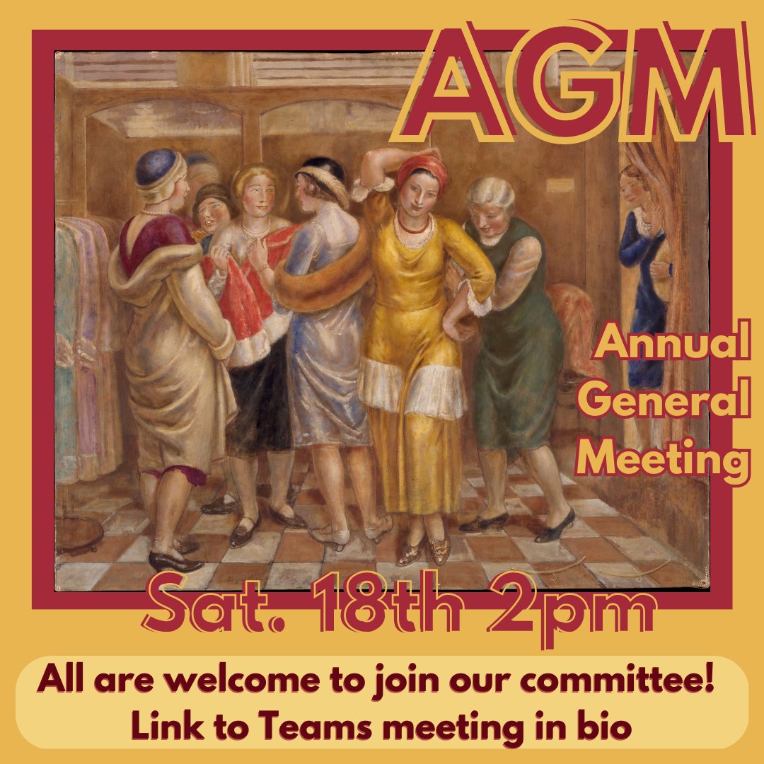 HistoryofartU's tweet photo. Out AGM is a Week from Today - Sat 18th March - 2pm 
Come along to join our committee for next year and help us run events for all history of art interested folk https://t.co/R70SbB8Wws