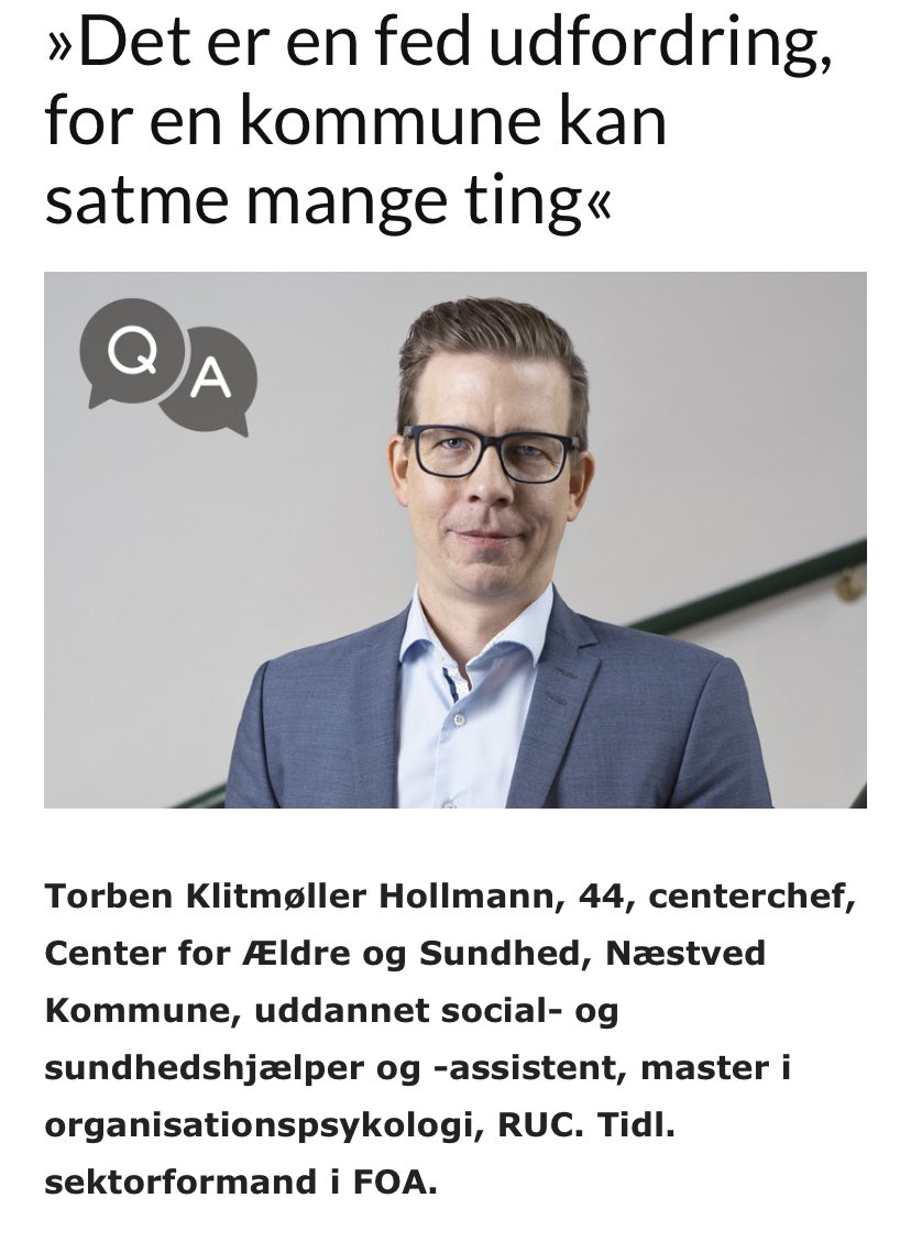 At lande i en benhård @kommunerne verden, med stram økonomi, drift og forventninger - så risikere man at miste fokus på strategi, den lange bane, trivsel og borgerne.

Refleksioner med <a href="/NicolaiDollner/">Nicolai Döllner</a> her!  
<a href="/DSSnet_dk/">Dansk Selskab for ledelse i Sundhedsvæsenet</a> #dkpol #sundpol <a href="/regionerne/">Danske Regioner</a> 

dssnet.dk/artikler/ledel…