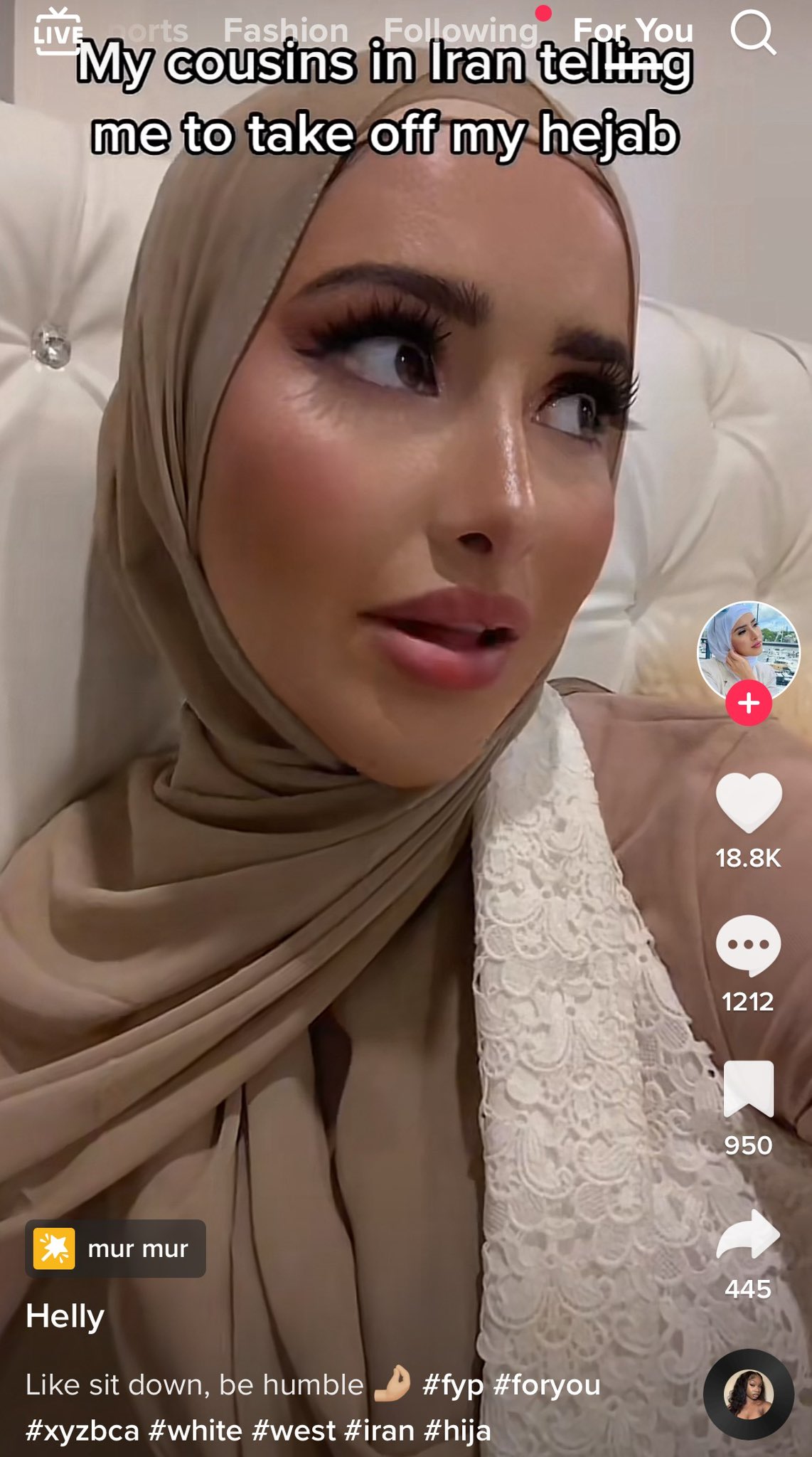 Infidel Noodle on X: This Sydney-based hijabi made a TikTok mocking women  in Iran & told them to “shut up”. She claims that women who want to show  their hair are “sickening”