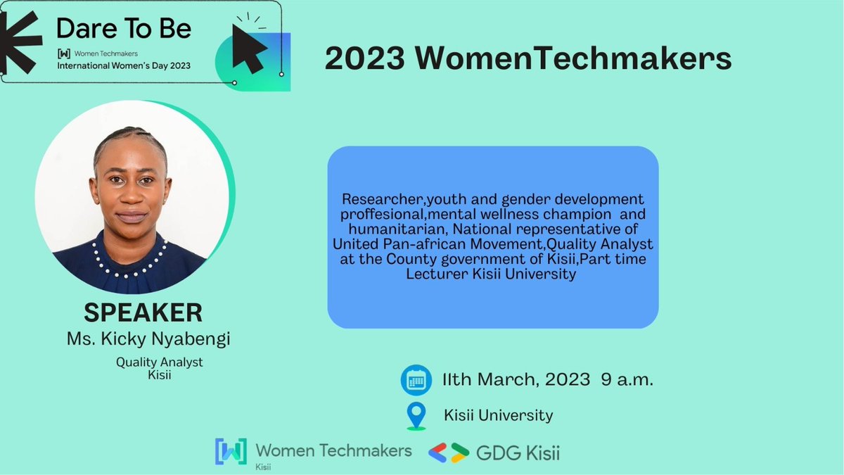 FWanyangu's tweet photo. "Here's to the strong women, we may know them, may we be them, may we raise them.” Happy IWD 2023. 
#Iwd2023 #IWDKisii2023 #WomenInTech https://t.co/Fa1sBeYeap