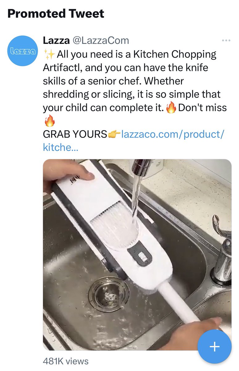 Anyone else more than mildly amused by Twitter’s upweighting of advertising placements and the absolute lack of contextual relevance? 

deep in the comments of a heated culture war thread and Twitter is like “you need to chop vegetables like a pro chef”
