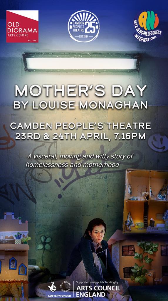 Absolutely buzzing to be playing the role of Jasmine in 'Mother's Day'. A powerful, moving and important story, exploring homelessness and motherhood. <a href="/CamdenPT/">Camden People's Theatre</a> Sunday 23rd April and Monday 24th April at 7.15pm.