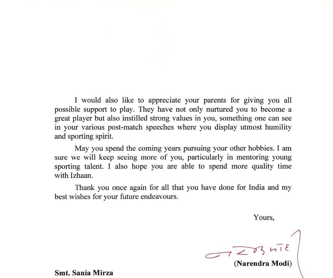 I would like to thank you Honorable Prime Minister <a href="/narendramodi/">Narendra Modi</a> Ji for such kind and inspiring words .I have always taken great pride in representing our country to the best of my ability and will continue to do whatever I can to make India proud . Thank you for your support.