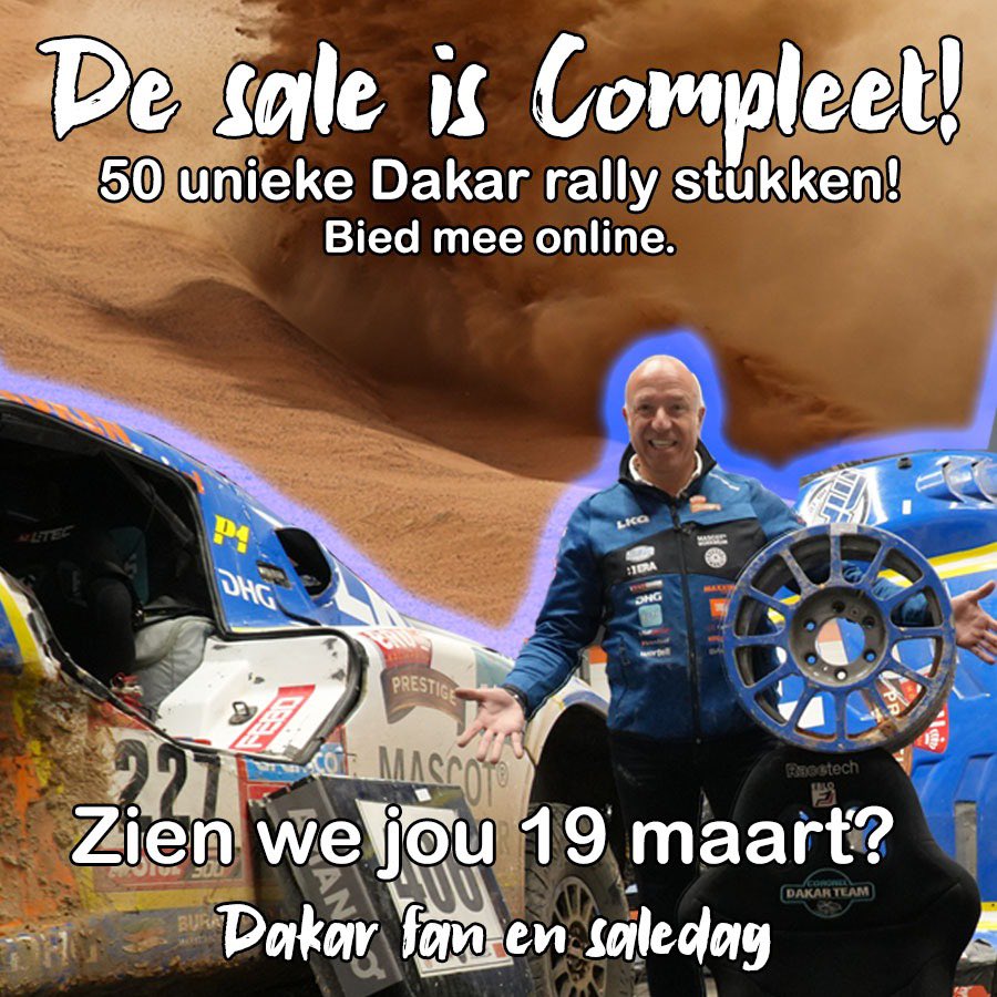 Zien we je tijdens de Coronel Dakar Team Garage Sale op zondag 19 maart, tussen 11.00 en 18.00 uur? 💪😁
Originele Dakar Rally items, merchandise, meet & greet en nog veel meer. 🎉Kom je ook? De koffie staat klaar! 🤪👌
👉 marktplaats.nl/u/coronelracin… 

#Dakar2023 #CoronelDakar