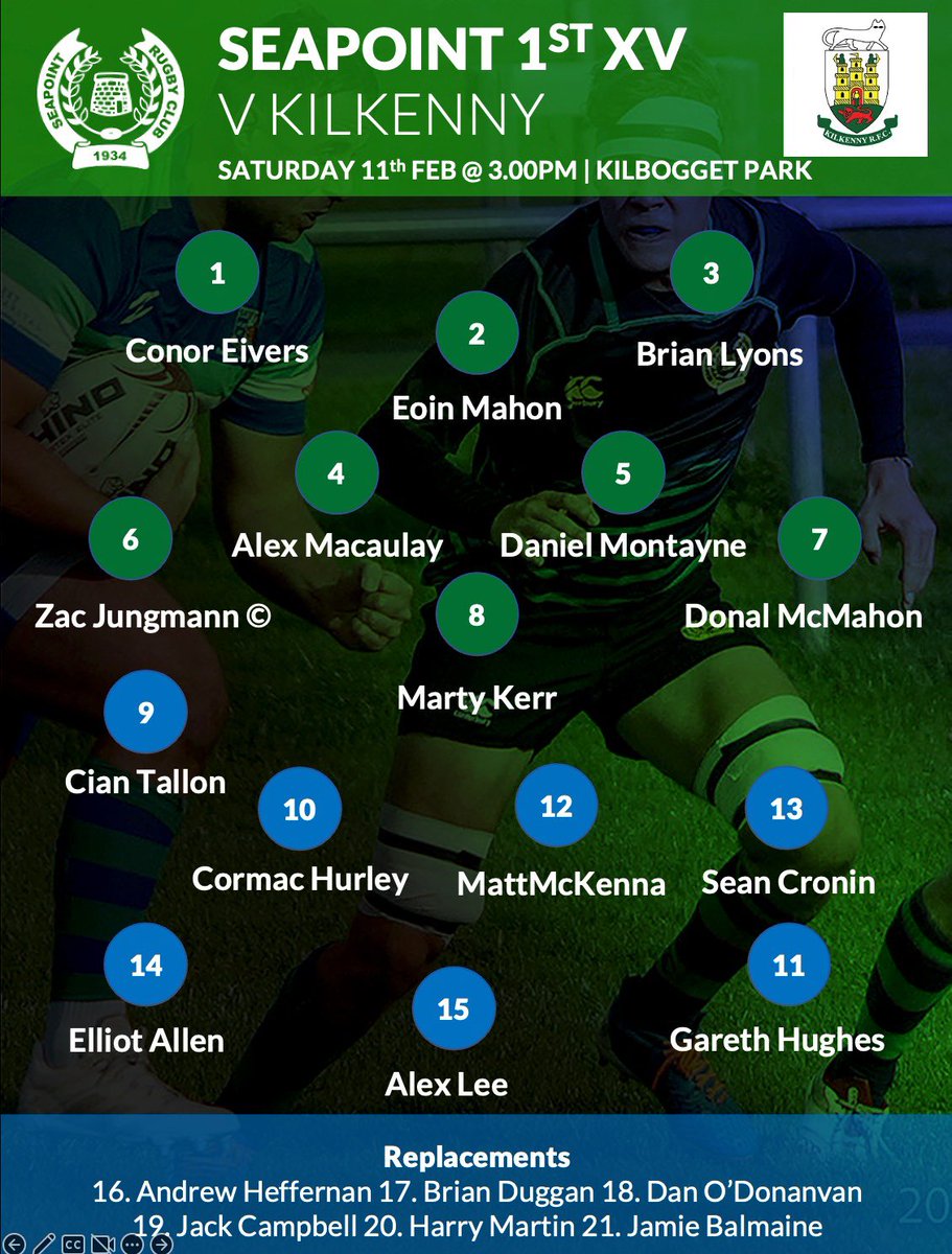 seapointrc's tweet photo. Our 1st XV @seapointrfc team to play @KilkennyRFC this afternoon in the Leinster league Decider. Kick Off 3pm https://t.co/SOKEU7yG1o