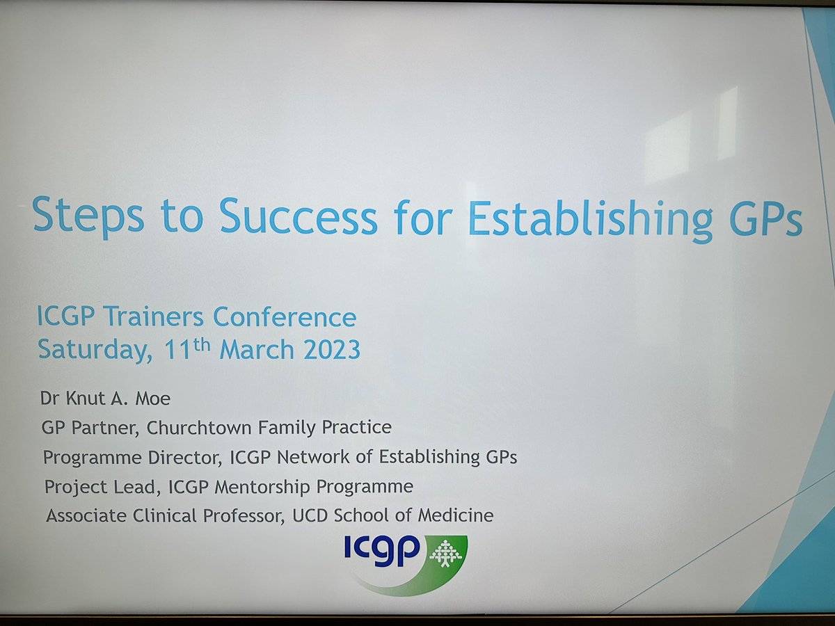 Looking forward to discussing Steps to Success for Establishing GPs at @ICGPnews GP trainers conference in Limerick shortly @icgpnegs #beaGP