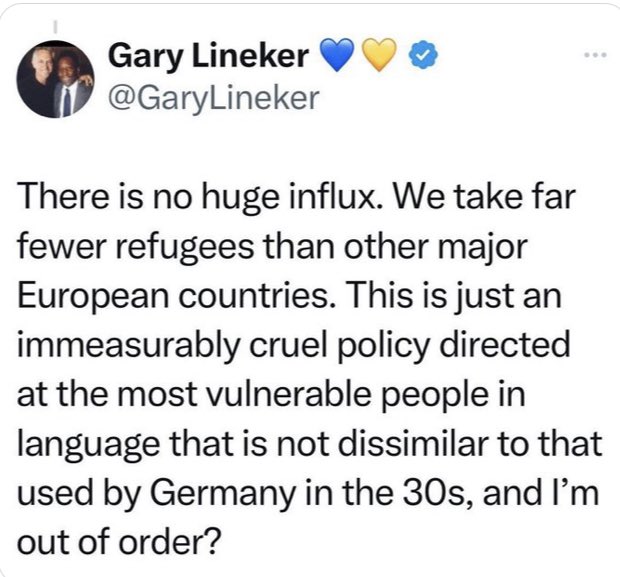 The Lineker tweet deserves to be aired again. It’s what will annoy ‘power’ most.