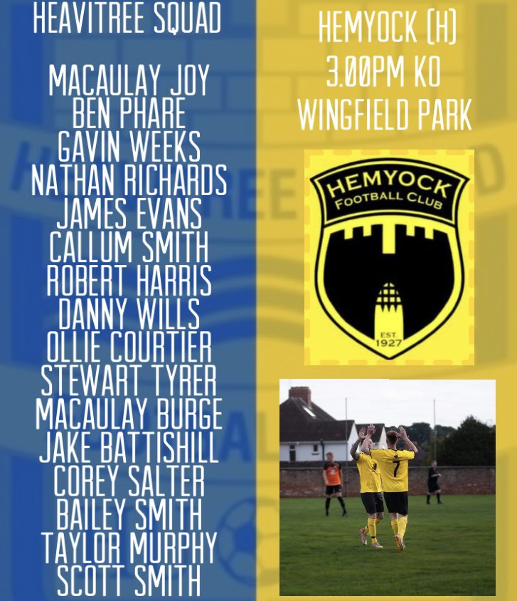 It’s Matchday 16 at Wingfied and we take on fellow title challengers Hemyock! 

A 1-0 defeat in the away fixture back in October sparks revenge for the trees! 🌲

#UTFH #home