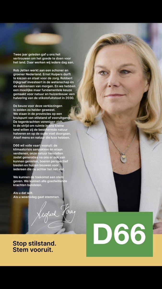 Aniieta's tweet photo. Als je vooruit wil, stem dan op de enige partij die ook écht vooruit durft 💚@d66 https://t.co/qAjUDIR8NZ