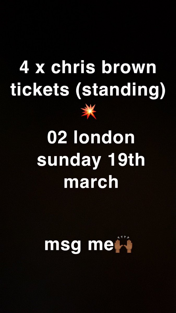 shad991's tweet photo. 4x chris brown tickets 
london 02
sunday 19th match 💥
msg me
#chrisbrown #chrisbrownundertheinfluence #chrisbrownconcert #chrisbrowntickets https://t.co/rdmTLhOem0