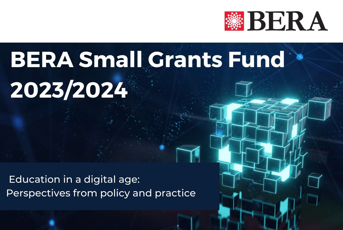 Open now for applications! BERA Small Grants Fund 2023/2024: Education in a digital age: Perspectives from policy and practice. Each project fund is worth £5,000 and BERA has budgeted for funding of up to three projects
Apply now!
bera.ac.uk/award/smallgra…