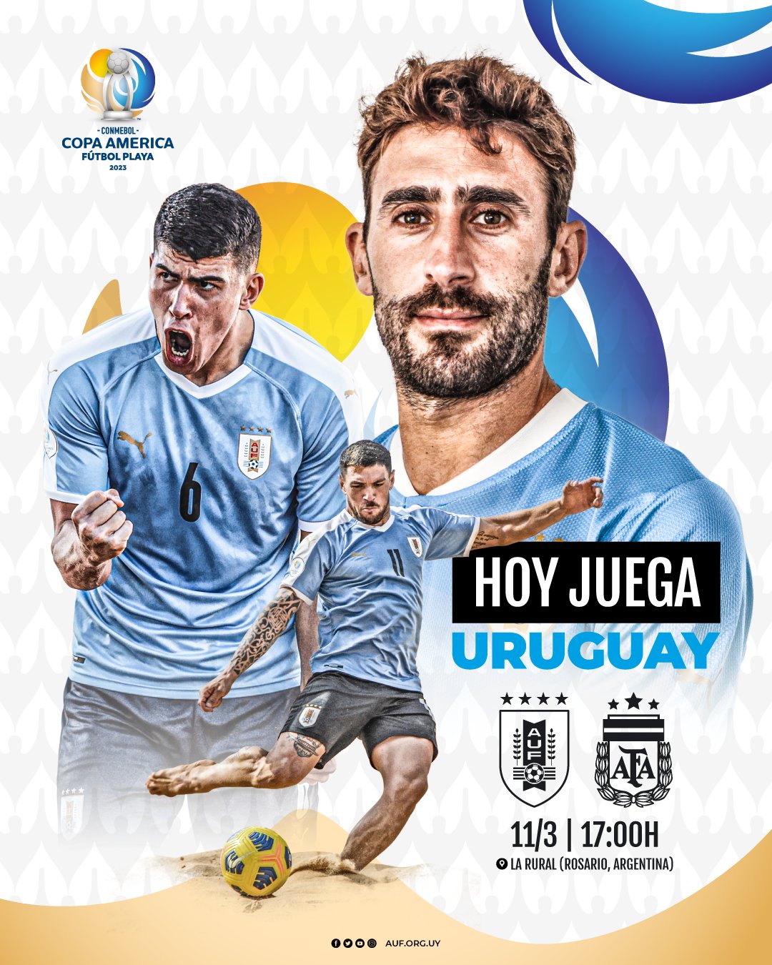 Fútbol Playa AUF on X: 🇺🇾 ¡𝗛𝗢𝗬 𝗝𝗨𝗘𝗚𝗔 𝗨𝗥𝗨𝗚𝗨𝗔𝗬! Hay  partido. Hay debut en la @CopaAmerica 2⃣0⃣2⃣3⃣. 🆚 Argentina 🏖️ La Rural  de Rosario 🕔 17 h #ElEquipoQueNosUne  / X