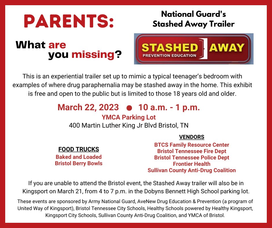 Mark your calendar for this important community event! This is a great opportunity for parents, guardians, grandparents, community agency representatives, or anyone over the age of 18 who is interested in learning more about drug prevention!