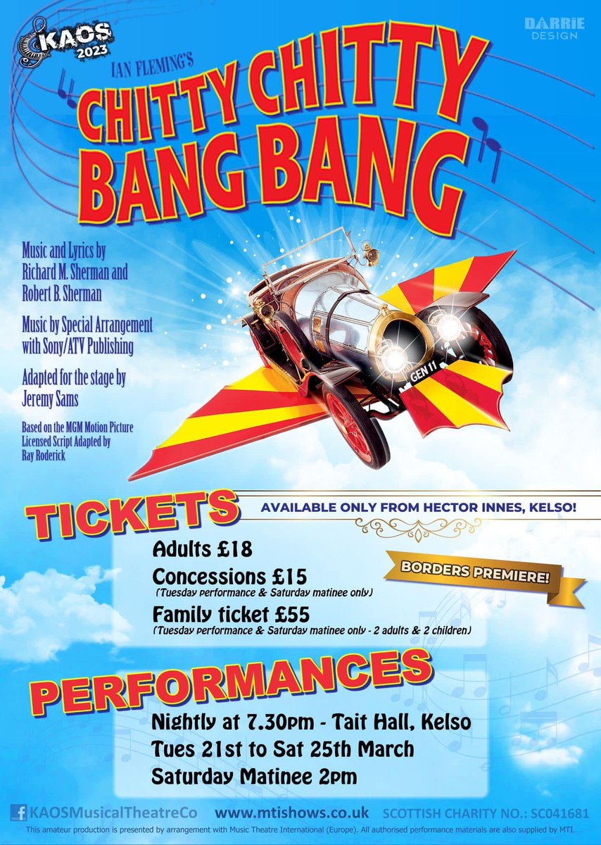 #ChittyChittyBangBang #KAOSmusicaltheatrecompany #ScottishBorders #amateurtheatre #kelso #NODA