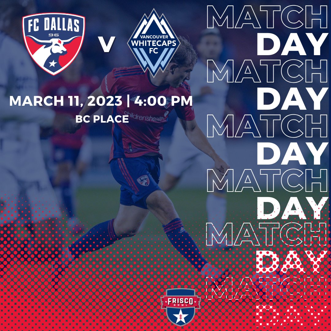 FriscoBowlGame's tweet photo. Good luck to @FCDallas as they take on the Vancouver Whitecaps at 4 PM CT‼️ 

#LighttheMatch | #FriscoBowl https://t.co/oy3TBgcrlP